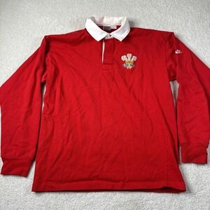Nike Wales Long Sleeve‎ Rugby Shirt Jersey Men's Large Ich Dien Red White